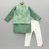Discount Green Kurta With Printed Jacket And Pyjama BOY Indian Ethnic Wear | Ethnic Sets
