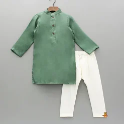 Discount Green Kurta With Printed Jacket And Pyjama BOY Indian Ethnic Wear | Ethnic Sets