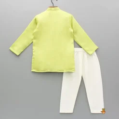 Clearance Green Multicolour Floral Embroidered Kurta And Pyjama BOY Indian Ethnic Wear | Ethnic Sets
