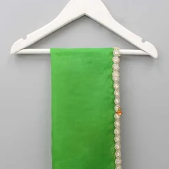 Online Green Organza Lace Work Dupatta Ethnic Wear