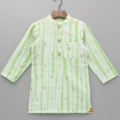 New Green Printed Embroidered Kurta With Dhoti BOY Indian Ethnic Wear | Ethnic Sets