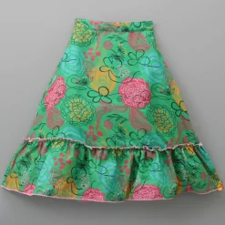 Discount Green Printed Faux Mirror Work Top and Lehenga Ethnic Wear | Lehengas & Ghagras