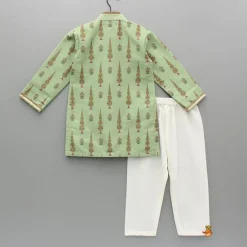 Fashion Green Printed Kurta And Pyjama BOY Twinning Sets | Indian Ethnic Wear