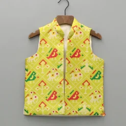 Discount Green Printed Kurta With Jacket And Pyjama BOY Indian Ethnic Wear | Ethnic Sets