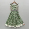 Hot Green Printed Tie Up Strap Top And Lehenga Ethnic Wear | Lehengas & Ghagras