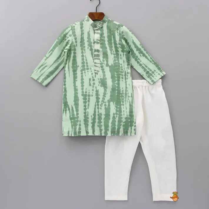 Best Green Shibori Printed Kurta With Embroidered Jacket And Churidar BOY Twinning Sets | Indian Ethnic Wear