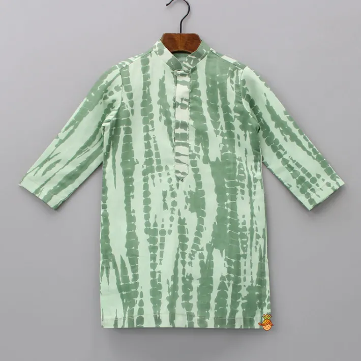 Best Green Shibori Printed Kurta With Embroidered Jacket And Churidar BOY Twinning Sets | Indian Ethnic Wear