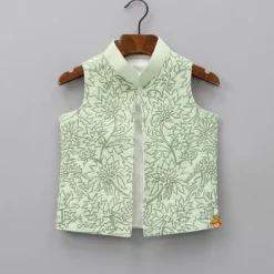 Best Green Shibori Printed Kurta With Embroidered Jacket And Churidar BOY Twinning Sets | Indian Ethnic Wear