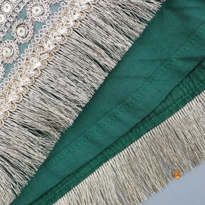 Outlet Green Tie Up Strap Top And Flared Palazzo Ethnic Wear | Palazzos & Shararas