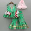 Outlet Green Top And Sharara With Pink Floral Prints And Net Dupatta Ethnic Wear | Palazzos & Shararas