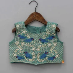 Online Green Top With Bird Embroidery And Lehenga Ethnic Wear | Lehengas & Ghagras