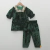 Sale Green Velvet Zardozi Embroidered Kurti And Pant Ethnic Wear | Churidars & Salwars
