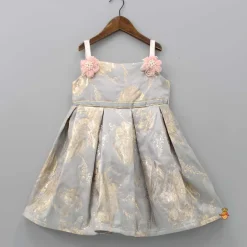 Clearance Grey Brocade Box Pleated Dress Dresses & Sets | Dresses