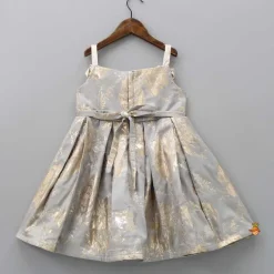 Clearance Grey Brocade Box Pleated Dress Dresses & Sets | Dresses