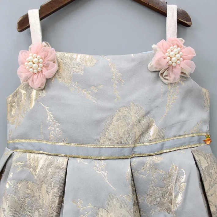 Clearance Grey Brocade Box Pleated Dress Dresses & Sets | Dresses