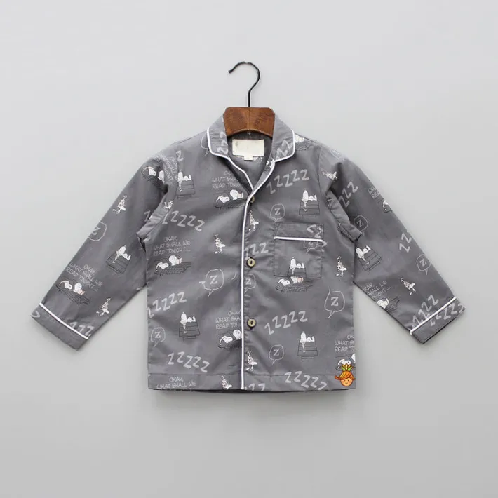 Fashion Grey Snoop Dog Printed Sleepwear BOY Sleep Wear | Sleepwear