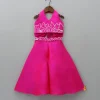 Hot Halter Neck Back Bow Enhanced Top With Flared Palazzo Ethnic Wear | Palazzos & Shararas
