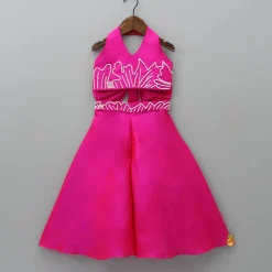 Hot Halter Neck Back Bow Enhanced Top With Flared Palazzo Ethnic Wear | Palazzos & Shararas