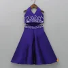 Sale Halter Neck Back Bow Enhanced Purple Top With Flared Palazzo Ethnic Wear | Palazzos & Shararas