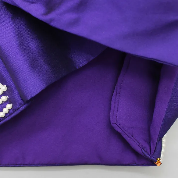 Sale Halter Neck Back Bow Enhanced Purple Top With Flared Palazzo Ethnic Wear | Palazzos & Shararas
