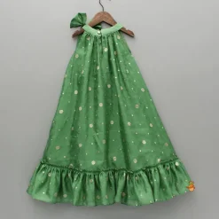 Online Halter Neck Embroidered Green Kurti Ethnic Wear | Kurtis & Jumpsuits