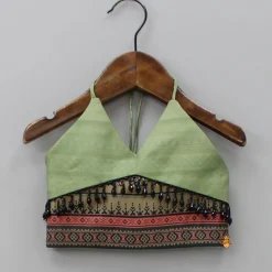 Clearance Halter Neck Green Top And Palazzo With Potli Bag Ethnic Wear | Palazzos & Shararas