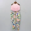 Hot Halter Neck Open Back Peach Top And Printed Multicolour Dhoti Style Tulip Pant Ethnic Wear | Dhotis & Patialas