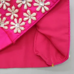 Discount Halter Neck Pink Floral Embroidered Top And Scalloped Hem Lehenga With Flat Back Pearls Enhanced Ruffle Dupatta Ethnic Wear | Lehengas & Ghagras