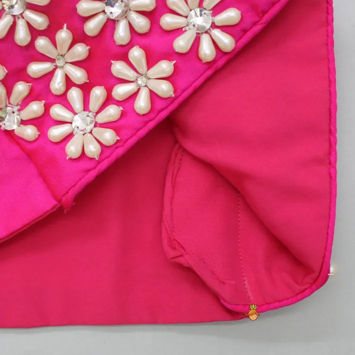 Discount Halter Neck Pink Floral Embroidered Top And Scalloped Hem Lehenga With Flat Back Pearls Enhanced Ruffle Dupatta Ethnic Wear | Lehengas & Ghagras