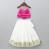 Best Halter Neck Pink Top And Flared Lehenga Ethnic Wear | Lehengas & Ghagras