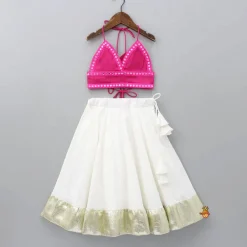 Online Halter Neck Pink Top And Flared Lehenga Ethnic Wear | Lehengas & Ghagras