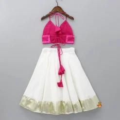 Online Halter Neck Pink Top And Flared Lehenga Ethnic Wear | Lehengas & Ghagras