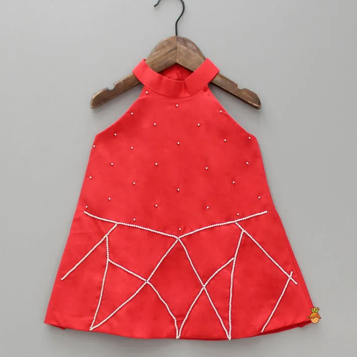 Best Halter Neck Red Short Kurti And Tulip Dhoti Pant Ethnic Wear | Dhotis & Patialas
