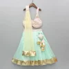 Outlet Halter Neck Stylish Embroidered Top With Pleated Lehenga And Dupatta Ethnic Wear | Lehengas & Ghagras