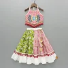 Hot Halter Neck Thread Embroidered Top And Frilly Hem Multicolour Lehenga Ethnic Wear | Lehengas & Ghagras