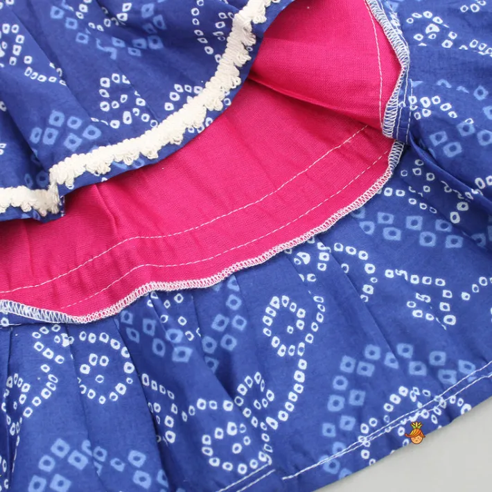 Outlet Halter Neck Thread Embroidered Top And Multi Printed Lehenga Ethnic Wear | Lehengas & Ghagras