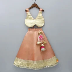 Hot Halter Neck Top And Peach Lehenga Ethnic Wear | Lehengas & Ghagras