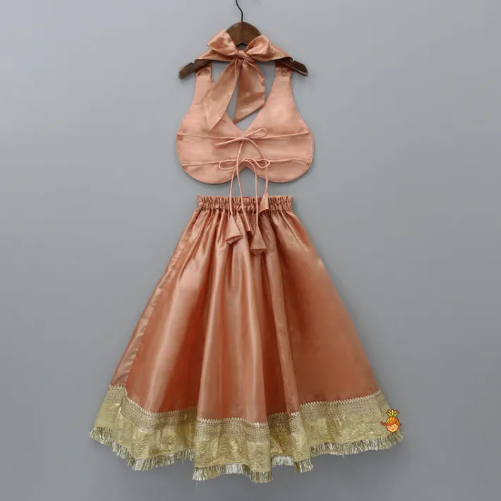 Hot Halter Neck Top And Peach Lehenga Ethnic Wear | Lehengas & Ghagras