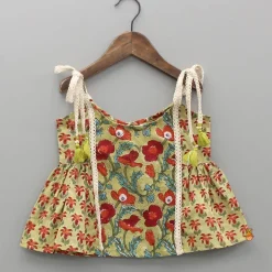 Fashion Hand Block Floral Printed Sage Green Top With Dhoti Ethnic Wear | Dhotis & Patialas