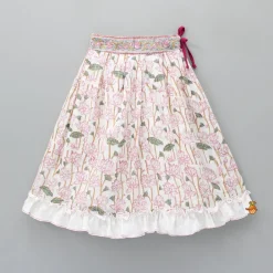 Sale Hand Block Floral Printed Pink Frilly Sleeves Top And Lehenga Ethnic Wear | Lehengas & Ghagras