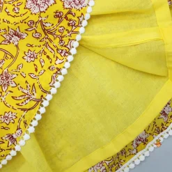 Outlet Hand Block Floral Printed Peter Pan Collar Detailed Top And Lehenga With Attached Sling Bag Ethnic Wear | Lehengas & Ghagras