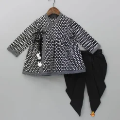 Clearance Hand Block Paisley Printed Kurti With Black Dhoti Twinning Sets | Ethnic Wear
