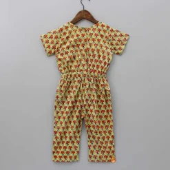 Discount Hand Block Printed And Heart Patch Detailed Jumpsuit Dresses & Sets | Jumpsuits