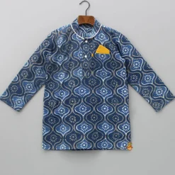 Outlet Hand Block Printed Blue Kurta BOY Indian Ethnic Wear | Kurtas