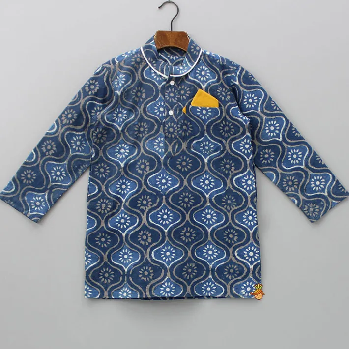 Outlet Hand Block Printed Blue Kurta BOY Indian Ethnic Wear | Kurtas