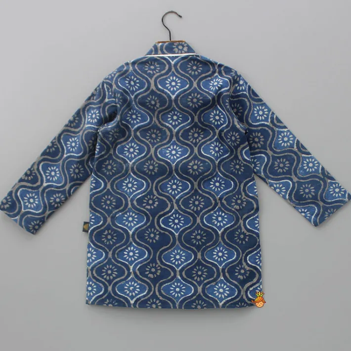 Outlet Hand Block Printed Blue Kurta BOY Indian Ethnic Wear | Kurtas