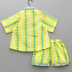 Online Hand Block Printed Notch Collar Top And Shorts BOY Sleep Wear | Sleepwear