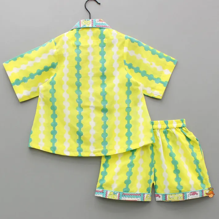 Online Hand Block Printed Notch Collar Top And Shorts BOY Sleep Wear | Sleepwear