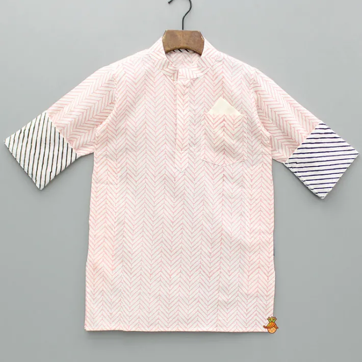 Hot Hand Block Printed Peach Kurta BOY Indian Ethnic Wear | Kurtas