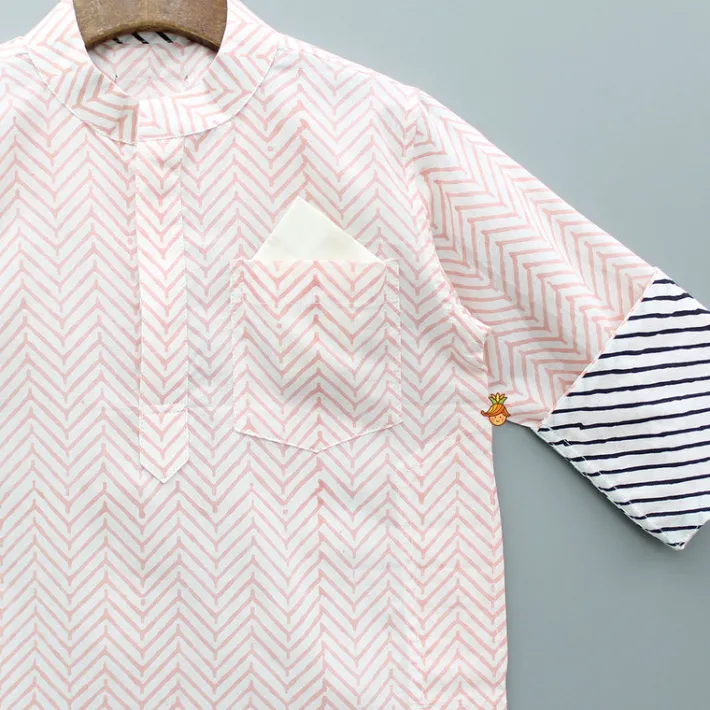 Hot Hand Block Printed Peach Kurta BOY Indian Ethnic Wear | Kurtas